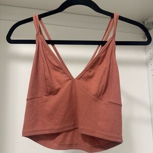 SHEIN Terracotta Ribbed Crop Top